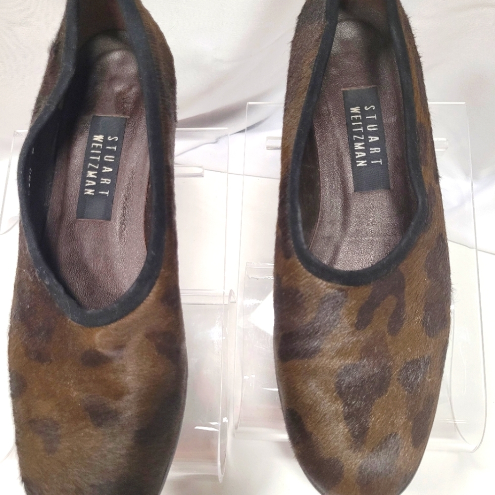 Stuart Weitzman Brown Leather Cowhide Flats